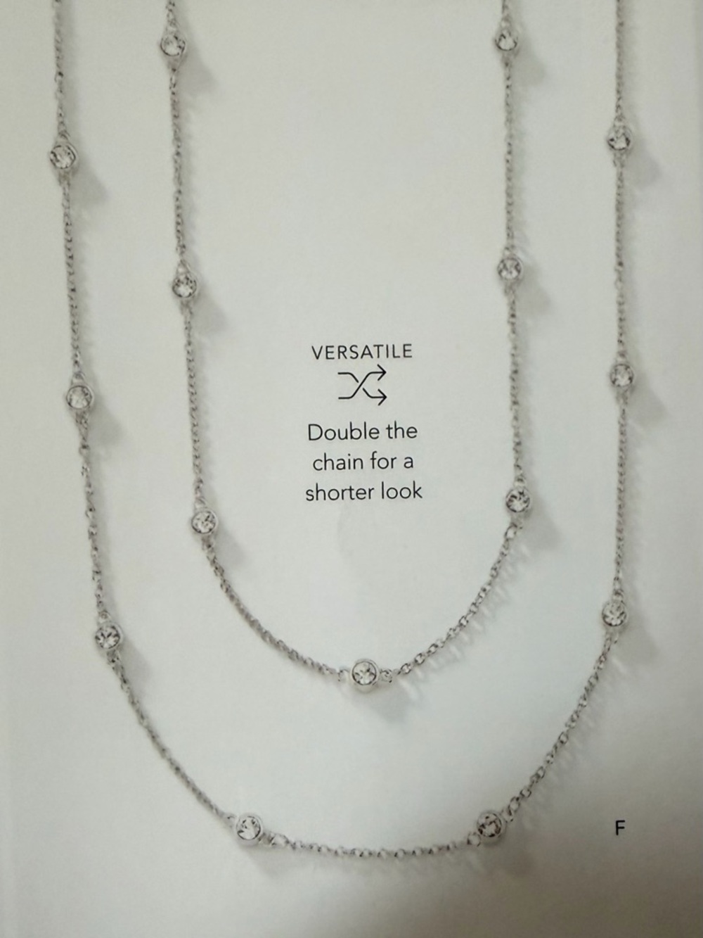 Touchstone Crystal Silver-Tone Double-Layer Clear Crystal Station Necklace